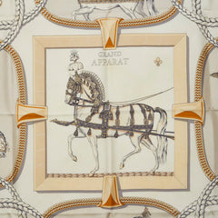 エルメス カレ90 TRES GRAND APPARAT 盛装の馬 スカーフ ブラック ベージュ アイボリー シルク レディース HERMES 【中古】