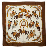 エルメス カレ90 REPRISE 乗馬風景 スカーフ ブラウン マルチカラー レディース HERMES 【中古】