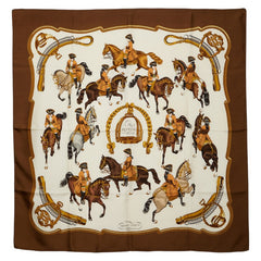 エルメス カレ90 REPRISE 乗馬風景 スカーフ ブラウン マルチカラー レディース HERMES 【中古】