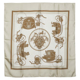 エルメス Ex-Libris エクスリブリス スカーフ ベージュ グレー ホワイト シルク レディース HERMES 【中古】