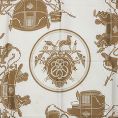 エルメス Ex-Libris エクスリブリス スカーフ ベージュ グレー ホワイト シルク レディース HERMES 【中古】