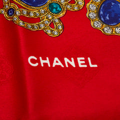 シャネル ジュエリー 宝石柄 スカーフ レッド マルチカラー レディース CHANEL 【中古】