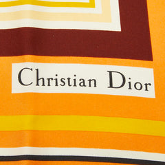 ディオール ロゴ スカーフ オレンジ ブラウン イエロー シルク レディース Dior 【中古】