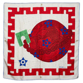 セリーヌ パリ PARIS 凱旋門 モチーフ スカーフ ホワイト ブルー レッド グリーン シルク レディース CELINE 【中古】