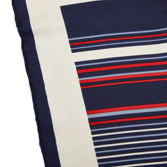 サンローラン ボーダー トリコロールカラー スカーフ ネイビー アイボリー レッド ブルー シルク レディース SAINT LAURENT 【中古】