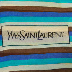 サンローラン ストライプ柄 スカーフ ブルー ブラウン グレー シルク レディース SAINT LAURENT 【中古】