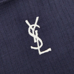 サンローラン YSLロゴ スカーフ ネイビー レディース SAINT LAURENT 【中古】