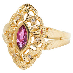 K18YG イエローゴールド ルビー0.37ct ダイヤ0.04ct リング 指輪 レディース 11.5号 【中古】