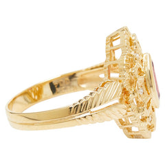 K18YG イエローゴールド ルビー0.37ct ダイヤ0.04ct リング 指輪 レディース 11.5号 【中古】
