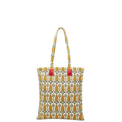 グッチ グッチガーデン トートバッグ ホワイト マルチカラー キャンバス レザー レディース GUCCI 【中古】