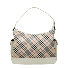 バーバリー ノバチェック ハンドバッグ ベージュ マルチカラー キャンバス レザー レディース BURBERRY 【中古】