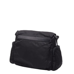 プラダ 三角ロゴプレート 斜め掛け ショルダーバッグ BT0501 ブラック レザー テスートナイロン レディース PRADA 【中古】