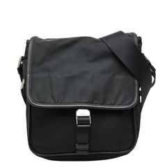 プラダ 三角ロゴプレート 斜めかけ ショルダーバッグ ブラック ナイロン レディース PRADA 【中古】