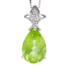K18WG ホワイトゴールド ペリドット3.09ct ダイヤ0.05ct ペンダント ネックレス レディース 【中古】