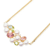 タサキ K18YG イエローゴールド ダイヤ0.03ct アコヤパール5.0~5.9mm マルチ色石 ネックレス レディース TASAKI 【中古】