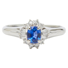 Pt900 プラチナ サファイア0.59ct ダイヤ0.19ct リング 指輪 レディース 17号 【中古】
