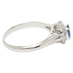 Pt900 プラチナ サファイア0.59ct ダイヤ0.19ct リング 指輪 レディース 17号 【中古】