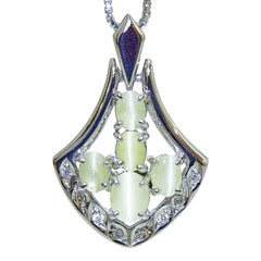 Pt900 プラチナ Pt850 プラチナ キャッツアイ1.49ct ダイヤ0.04ct ネックレス レディース 【中古】