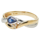 K18YG イエローゴールド Pt900 プラチナ サファイア0.35ct ダイヤ0.03ct リング 指輪 レディース 12号 【中古】