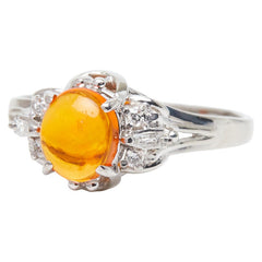 Pt900 プラチナ ファイアオパール0.77ct ダイヤ0.11ct リング 指輪 レディース 14号 【中古】