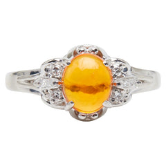Pt900 プラチナ ファイアオパール0.77ct ダイヤ0.11ct リング 指輪 レディース 14号 【中古】
