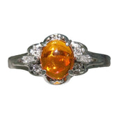 Pt900 プラチナ ファイアオパール0.77ct ダイヤ0.11ct リング 指輪 レディース 14号 【中古】