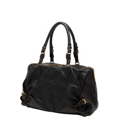 エム シー エム ヴィセトス ロゴグラム ショルダーバッグ ハンドバッグ ブラック レザー レディース MCM 【中古】