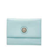 ヴェルサーチェ メデューサ 三つ折り財布 ライトブルー レザー レディース VERSACE 【中古】