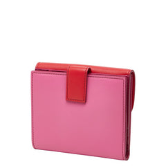 サルヴァトーレフェラガモ ガンチーニ バイカラー 二つ折り財布 JL-22 C270 レッド ピンク レザー レディース Salvatore Ferragamo 【中古】