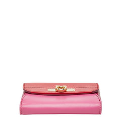 サルヴァトーレフェラガモ ガンチーニ バイカラー 二つ折り財布 JL-22 C270 レッド ピンク レザー レディース Salvatore Ferragamo 【中古】