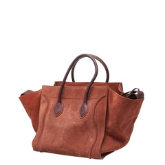 セリーヌ ラゲージ スモール スクエアファントム ハンドバッグ トートバッグ ブラウン スウェード レディース CELINE 【中古】