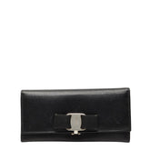 サルヴァトーレフェラガモ ヴァラリボン 長財布 ブラック レザー レディース Salvatore Ferragamo 【中古】