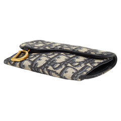 ディオール オブリーク ジャガード コインケース 財布 ネイビー キャンバス レザー レディース Dior 【中古】