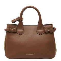 バーバリー ノバチェック ハンドバッグ ブラウン レザー レディース BURBERRY 【中古】