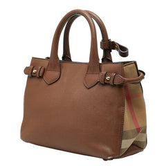 バーバリー ノバチェック ハンドバッグ ブラウン レザー レディース BURBERRY 【中古】