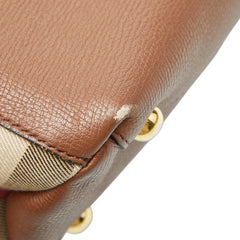 バーバリー ノバチェック ハンドバッグ ブラウン レザー レディース BURBERRY 【中古】