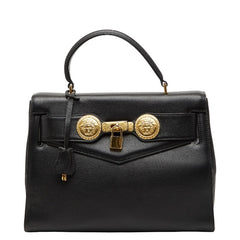 ヴェルサーチェ メデューサ ハンドバッグ ブラック レザー レディース VERSACE 【中古】