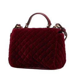 ドルチェアンドガッバーナ キルティング ハンドバッグ ショルダーバッグ 2WAY レッド マルチカラー ベルベット レディース DOLCE&GABBANA 【中古】