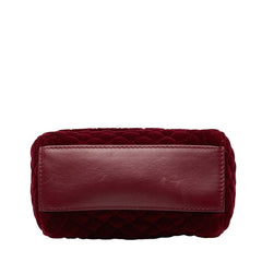 ドルチェアンドガッバーナ キルティング ハンドバッグ ショルダーバッグ 2WAY レッド マルチカラー ベルベット レディース DOLCE&GABBANA 【中古】