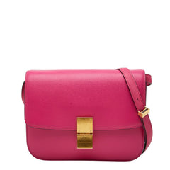 セリーヌ クラシックボックス ミディアム ショルダーバッグ ピンク レザー レディース CELINE 中古