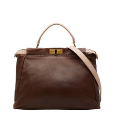 フェンディ ピーカブー ラージ ハンドバッグ ショルダーバッグ 2WAY 8BN210 ブラウン レザー レディース FENDI 【中古】