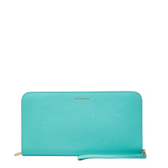 ティファニー エンボス ドット柄 ラウンドファスナー 長財布 ジップウォレット ティファニーブルー レザー レディース TIFFANY&Co. 【中古】