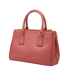 プラダ 三角ロゴプレート ガレリア ハンドバッグ ショルダーバッグ 1BA316 ピンク サフィアーノレザー レディース PRADA 【中古】