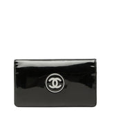 シャネル ココマーク メイクアップ 長財布 ブラック エナメル レディース CHANEL 【中古】