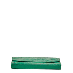 三宝/サンポウ sanpo オーストリッチ 長財布 グリーン レザー レディース sanpo 【中古】