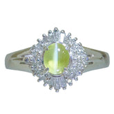 Pt900 プラチナ キャッツアイ0.62ct ダイヤ0.24ct リング 指輪 レディース 9.5号 【中古】