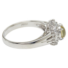 Pt900 プラチナ キャッツアイ0.62ct ダイヤ0.24ct リング 指輪 レディース 9.5号 【中古】