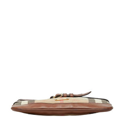 バーバリー ノバチェック ショルダーバッグ ポーチ ベージュ ブラウン レザー キャンバス レディース BURBERRY 【中古】