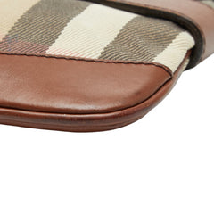 バーバリー ノバチェック ショルダーバッグ ポーチ ベージュ ブラウン レザー キャンバス レディース BURBERRY 【中古】