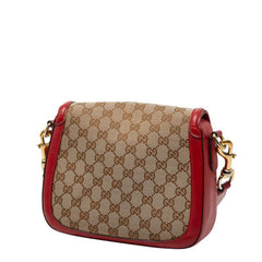グッチ GGキャンバス シェリーライン 斜め掛け ショルダーバッグ 383848 ベージュ レッド キャンバス レザー レディース GUCCI 中古